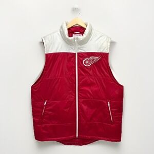Mitchell & Ness Detroit Redwings‎ Nylon Vest Mens 2XL Red White Full Zip Hockey